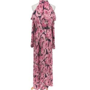 Petal + Pup Hilary Pleated Maxi Dress Medium Pink Floral Cottage Coquette Spring